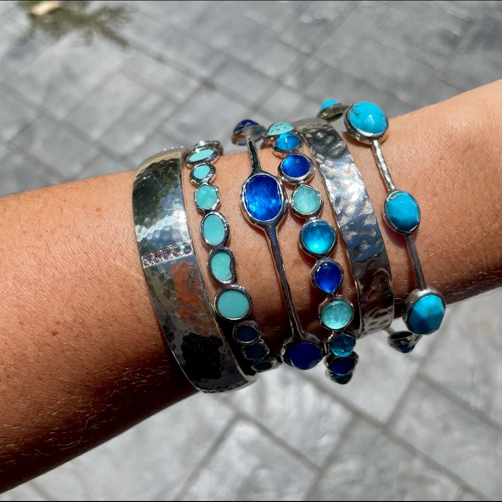 Silver Ippolita bangle with 8 turquoise stations